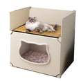 thumbnail image 3 of Maison pour Chat Semi-Fermée Détachable et Lavable pour Quatre Saisons, Lit Sûr et Douillet pour Chatons, Fonctions Multiples, Usage Intérieur et Extérieur, 3 of 8