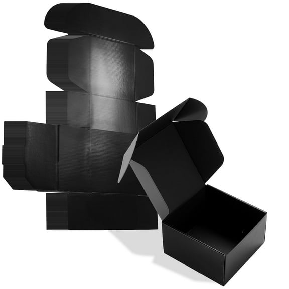 7x7x4 inches Shipping Boxes Set of 30, Black Corrugated Cardboard Box Literature Mailer