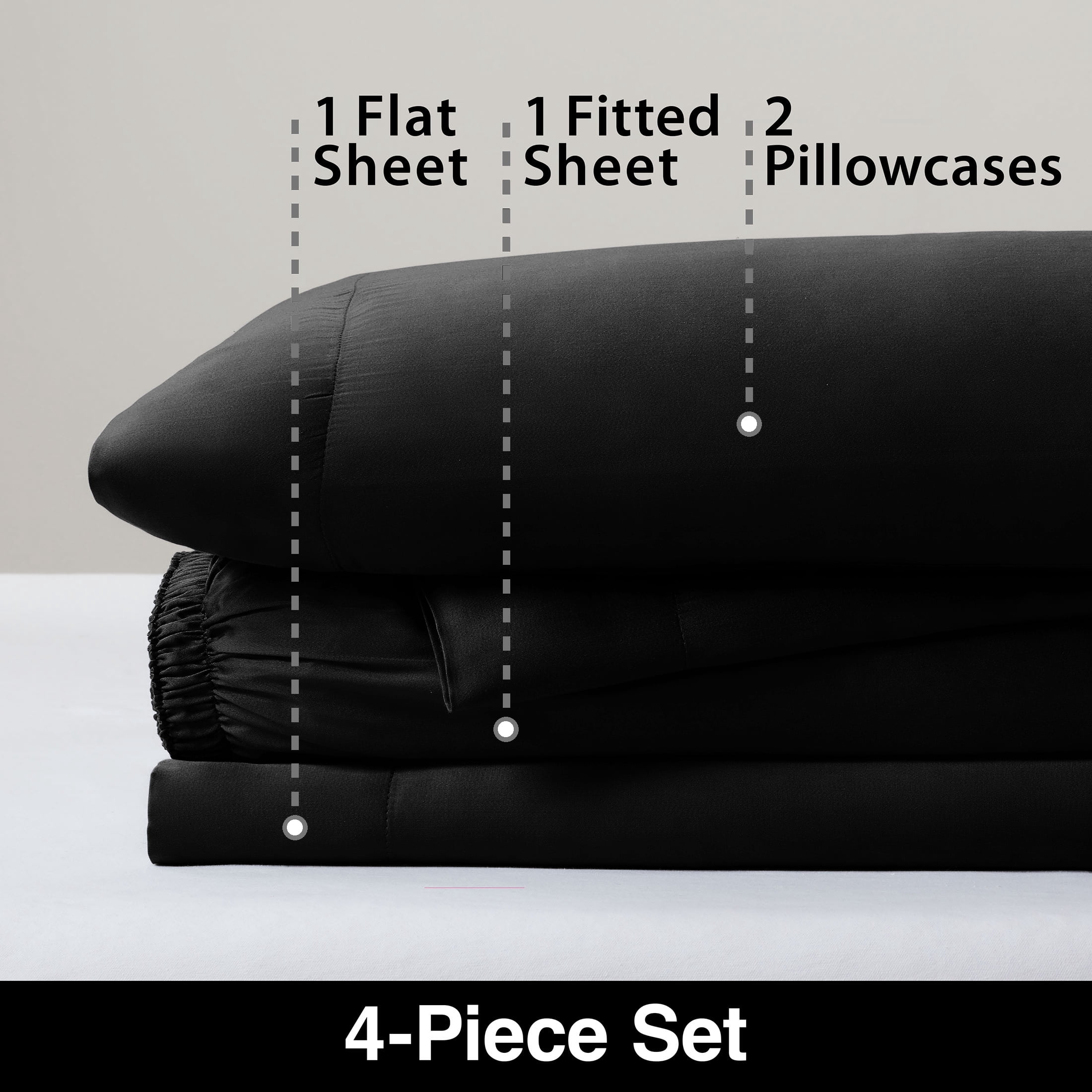 Allswell 4-Piece Soft & Silky Serenity 100% TENCEL™ Bed Sheets Set, Rich Black, Full