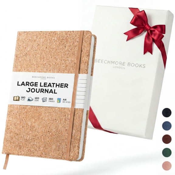 BEECHMORE BOOKS Lined Journal Notebook, 8.5 x 11.5 inch, A4 160 Lined Pages, Hardcover Leather Journals for Women, Men, Writing and Notebooks for Work - 120 GSM Thick Paper, Gifts Box Included