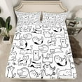 thumbnail image 2 of Castle Fairy Animal Cats 4 Pieces Queen Sheet Sets for Kids,Black White Ultra Soft Flat Sheet,Kawaii Pet Queen Fitted Sheet,Microfiber Bedroom Decor, 2 of 7