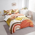 thumbnail image 2 of Castle Fairy Boho Tropical Leaf Bedding Comforter Set 7 Pieces for Teens, Geometric Print Full Bedding Set for Bedroom, Clay Brown Gold, 2 of 7