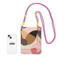 thumbnail image 4 of Lightweight Crossbody Cell Phone Purse Bag with Arm Band, Wallet & Key Pouch for Walking, Travel and Hiking, Organic Geometric Abstract Art, Fuchusia, 4 of 7