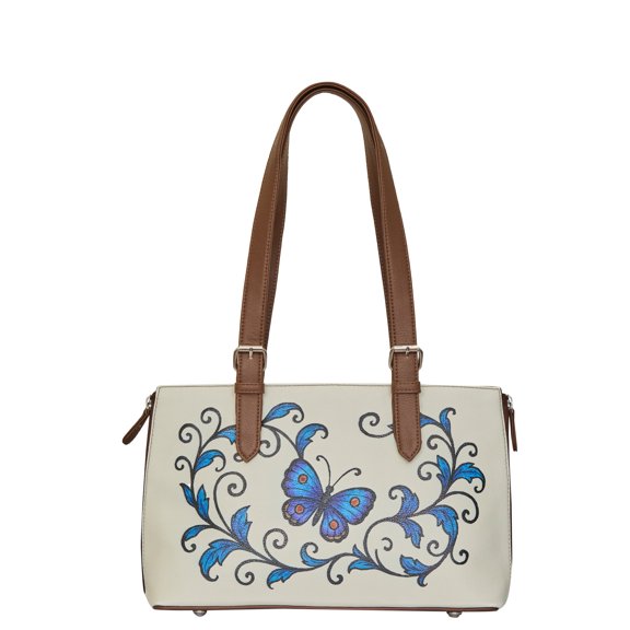 Butterfly Printed Leather Shoulder Tote Bag for Women – Trendy Top Handle Bag, Ladies Handbag & Daily Use Work and Travel