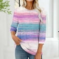 thumbnail image 5 of cocolona Womens Tops 3/4 Sleeve Crew Neck T-shirts Dressy Casual Work Blouses Lightweight Gradient Color Tops, 5 of 5