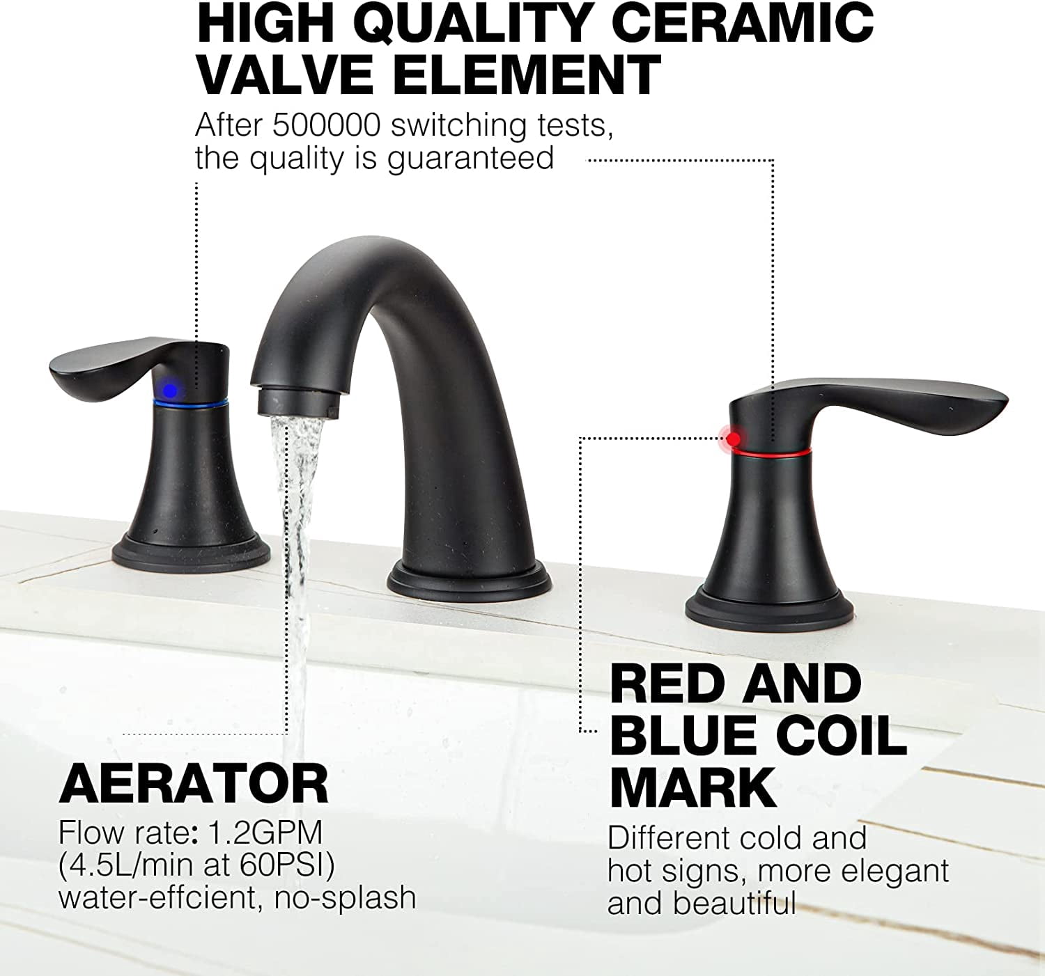Accreate 8 Inch Bathroom Faucets for Sink 3 Hole with Pop up Drain and cUPC Lead-Free Hose