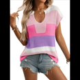 thumbnail image 2 of Tops Cortos de Verano para Mujer 2025, Suéter de Corta, Chaleco con Bloques de Color y Cuello en U, Camisetas Holgadas. Rosa y L, 2 of 9