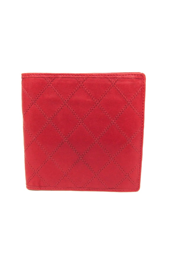 Pre-Owned Chanel Bicolor Women's Lambskin Bill Wallet (bi-fold) Red Color (Good)