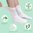 thumbnail image 2 of HIALTODAY Men's Diabetic Socks 4 Pairs, Non-Binding Bamboo Neuropathy Crew Socks with Non-Slip Grip, Moisture Wicking Breathable Comfort Fit Father's Day Gift, WHITE, 2 of 7