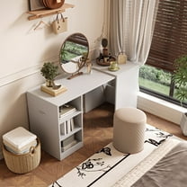 Tarnorci Folding Compact Computer Desk Hideaway Desk Corner Office Table for Gaming, Work, Study, Bedroom or Home Office Desks, 3 Shelf, White