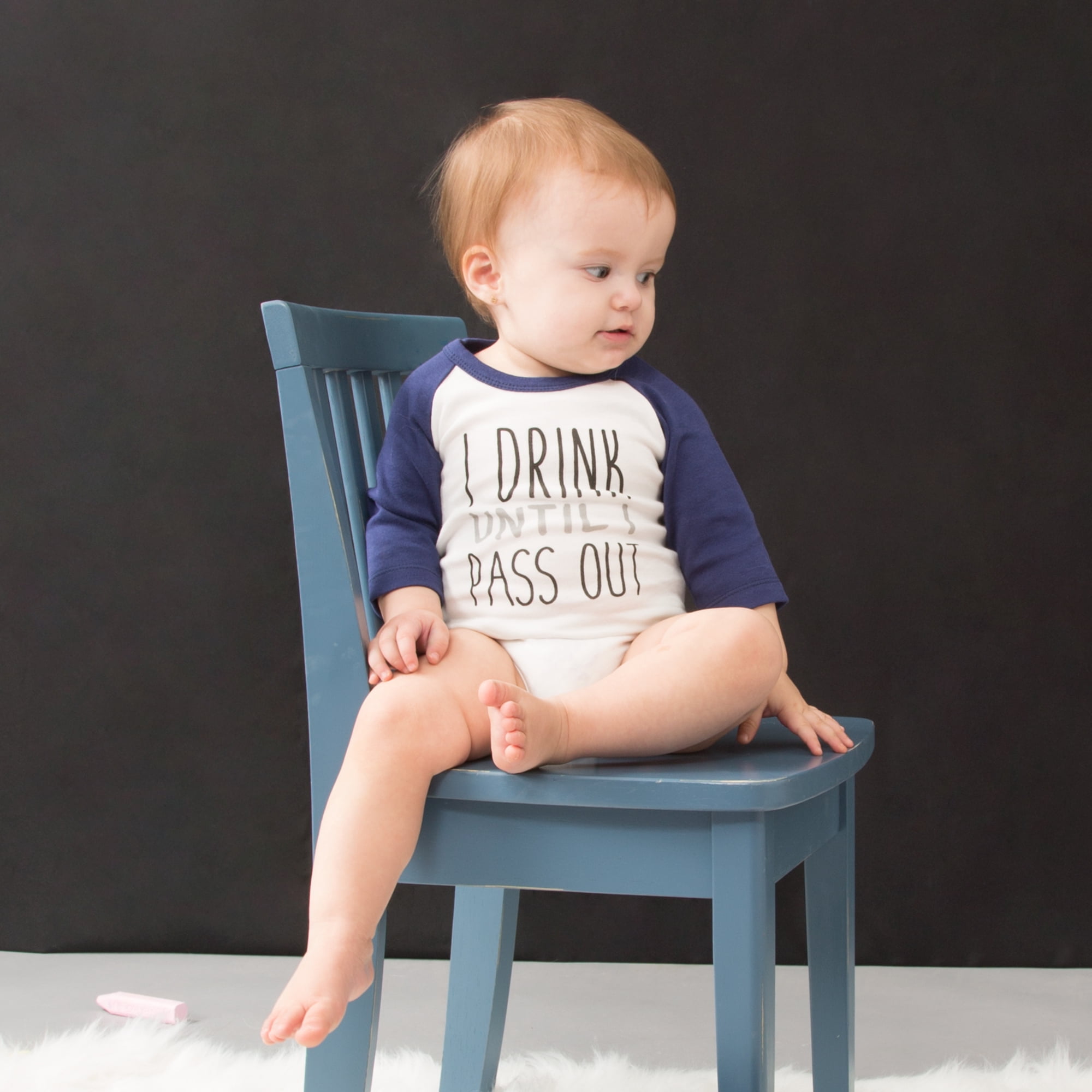Pavilion Gift Company - Pass out - 12-24 Months 3/4 Length Navy Sleeve Onesie