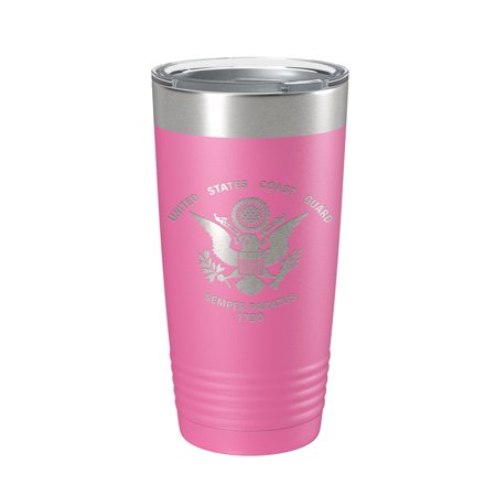 

United States Coast Guard Flag Tumbler USCG Travel Mug Insulated Laser Engraved Coffee Cup Gift 20 oz Pink