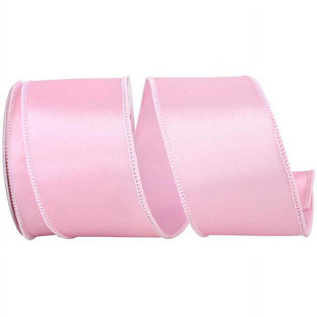 Reliant Ribbon 92575W-061-40F 2.5 in. Satin Value Wired Edge Ribbon, Pink - 10 Yards