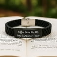thumbnail image 2 of Funny Yoga Instructor Gifts from Friends - 'Coffee Gives Me My Yoga Instructor Power' Glide lock Clasp Bracelet for Yoga Instructor Graduation, 2 of 4