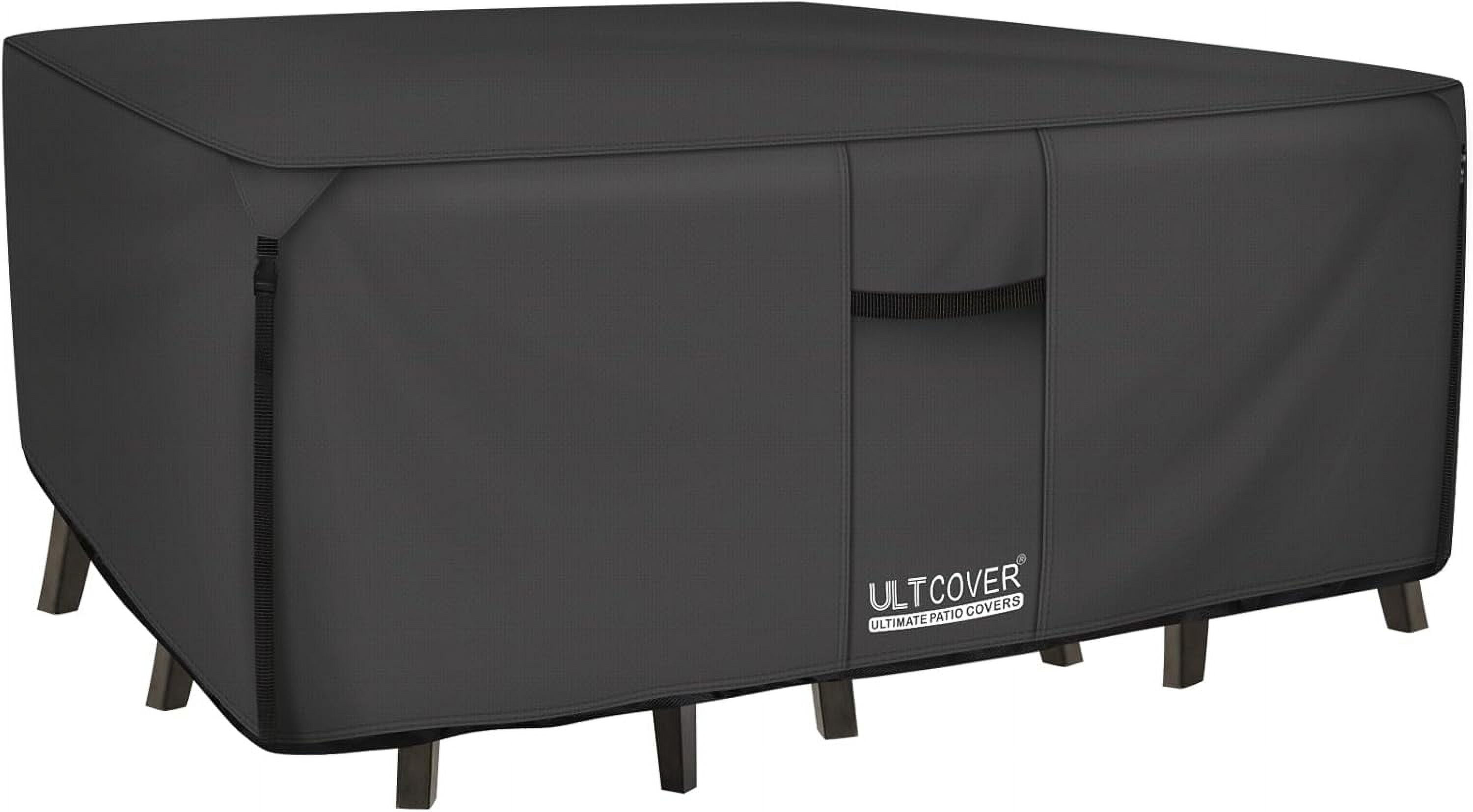 Rectangular Patio Heavy Duty Table Cover - 600D Tough Canvas Waterproof Outdoor Dining Table and Chairs General Purpose Furniture Cover Size 126L x 74W x 28H inch