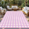 thumbnail image 2 of Pink Grid Outdoor Rug 6x9 Ft - Reversible Patio Rug Outdoor Camping Rugs, Checkered Plaid Gingham Lattice Trellis Print Indoor Outdoor Area Rugs, Non-Slip Outdoor Carpet Runner for Deck/Porch, 2 of 8
