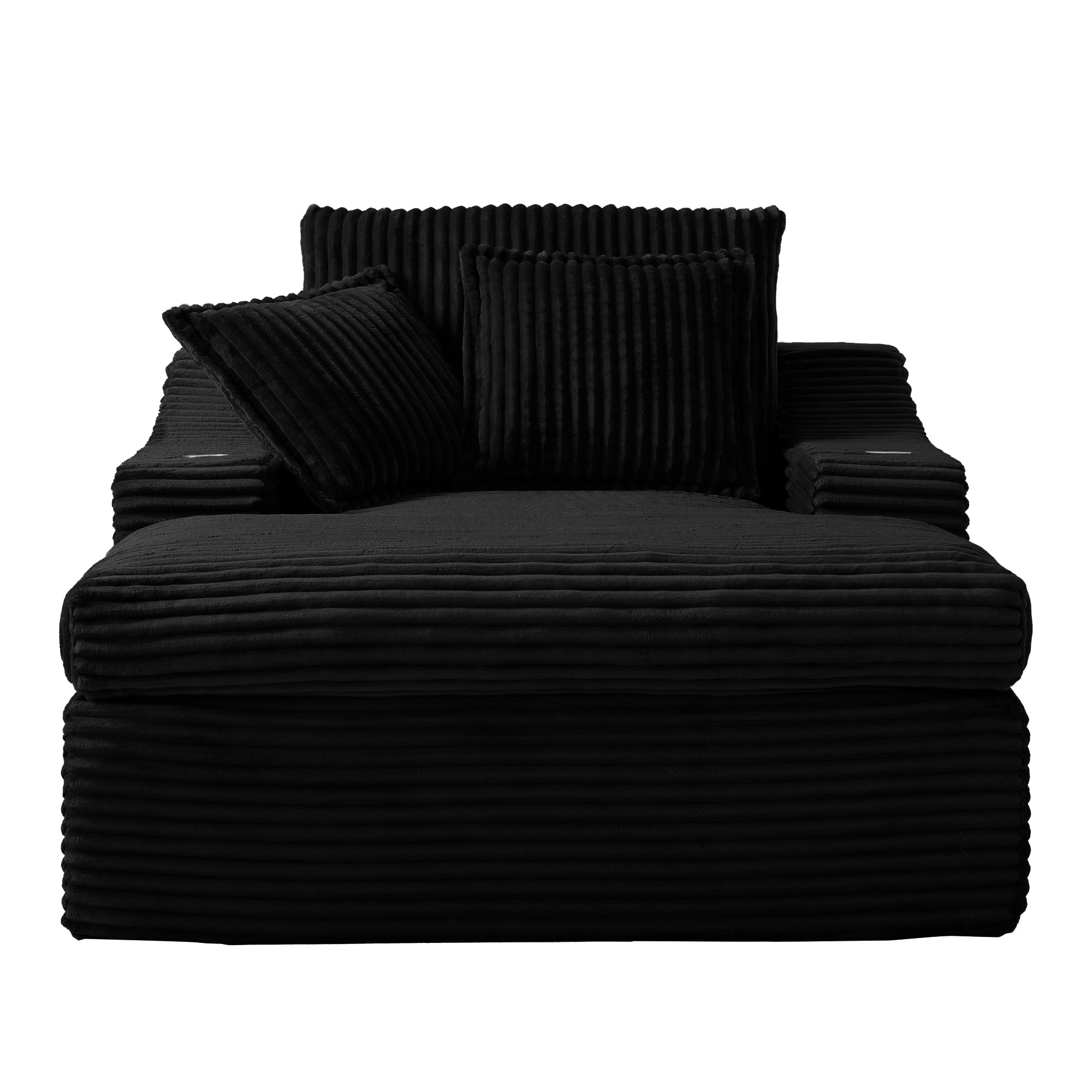 47" Wide Oversized Single Chaise Lounge Chair, 67'' Sleeper Sofa Bed with Cup Holders & 3 Pillows