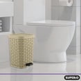 thumbnail image 2 of Superio Small Outdoor Trash Can with Lid for Dog Poop 6 Liter - 1.5 Gallon Plastic Beige Wicker Mini Waste Basket, 2 of 6