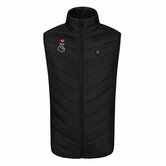 WREESH Unisex Plus Size Heated Vest Casual Printed Vest Stand Collar Vest Electric Heating Jackets Outdoor Lightweight Vest with 4 Heating Zones ?Battery Not Included Black B