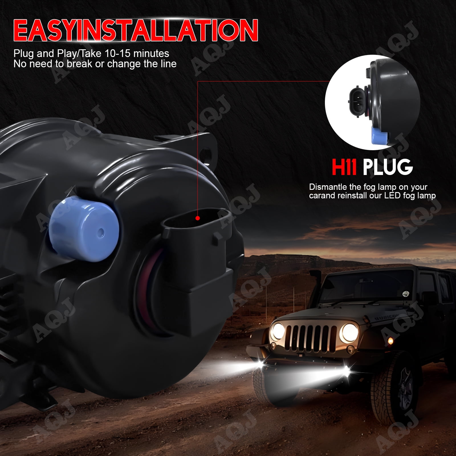 Pair Round LED Fog Lights for Nissan Frontier 2005-2017, 55W 6000K White Off-Road Lamps Black Front Bumper LED Fog Lights