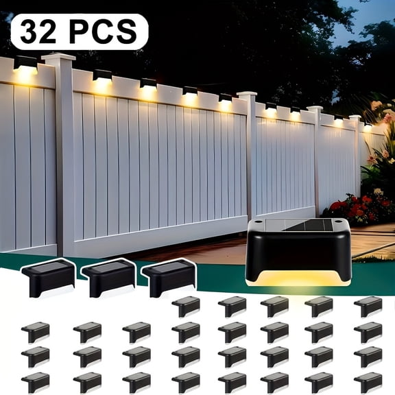 16/32-Pack Solar Step Lights, LED Outdoor Solar Lights, Auto On/Off, 800mAh Battery, Waterproof for Stairs, Fence, Railing, Yard, Patio, Path & Christmas Decor