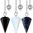 thumbnail image 1 of ORUYROP 3 Pcs Pendulum Crystal Set Natural Opal Labradorite Obsidian Healing Crystal Quartz for Divination Dowsing Reiki Energy Balance Gemstone Pendants Witchcraft Accessories, 1 of 6