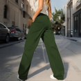 thumbnail image 5 of FUNUONY Womens Wide Leg Sweatpants High Waisted Baggy Pants Drawstring Athletic Joggers Solid Color Pocket Work Pants Long Pants and Casual Pants for Women's Daily Use Green M, 5 of 6
