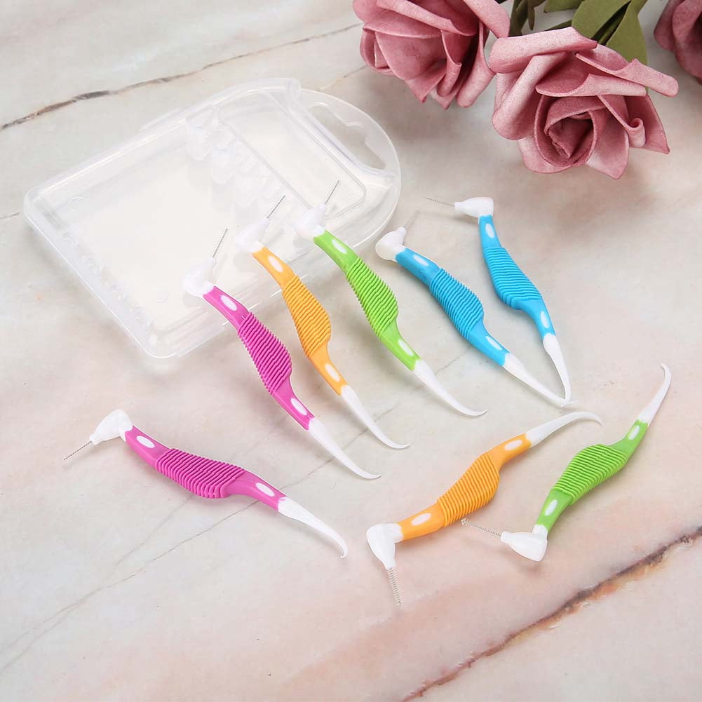 Spptty 8pcs/set Colours Disposable Toothpicks Soft Interdental Brushes