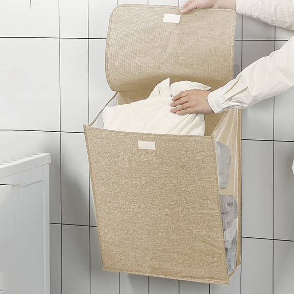 AZXY Laundry Hamper with Lid,Hanging Laundry Hamper Bag Door,Fabric Laundry Basket Collapsible Foldable,Large Dirty Clothes Storage Basket Under $20