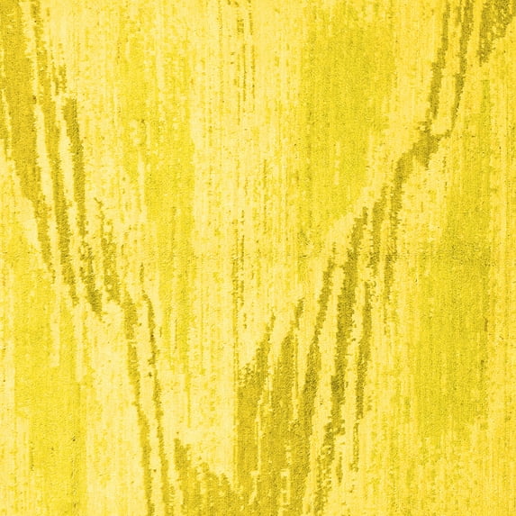 Ahgly Company Machine Washable Indoor Square Solid Yellow Modern Area Rugs, 4' Square