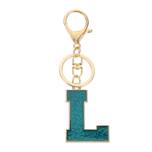 Uxcell Initial Letter Keychain, A-Z Alphabet Keyring Letter L Metal Key Chain for Women Girls Keys Handbags, Blue