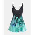 thumbnail image 1 of Tank Top de Talla Extra con Estampado de Pulpo con Escote Pico Rosegal  Camisetas sin mangas de talla grande, 1 of 5