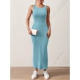 thumbnail image 4 of Solid Backless Tank Dress，Summer new backless mid-length knitted sleeveless dress, 4 of 5