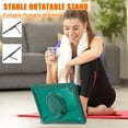 thumbnail image 5 of Silicone Case for Samsung Galaxy Tab A11 8.7" 2025 SM-X133 / SM-X135, Heavy Duty 360° Ring Stand with Shoulder Strap Pen Holder Translucent Hard PC Back Case Cover, Green, 5 of 21