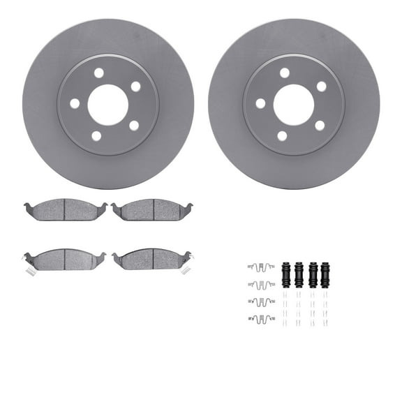 Dynamic Friction Company Front Geospec Brake Rotors with 5000 Advanced Brake Pads includes Hardware 4512-39033