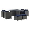 thumbnail image 2 of Modway Sojourn 9 Piece Wicker Outdoor Patio Furniture Dining, Navy, 2 of 5
