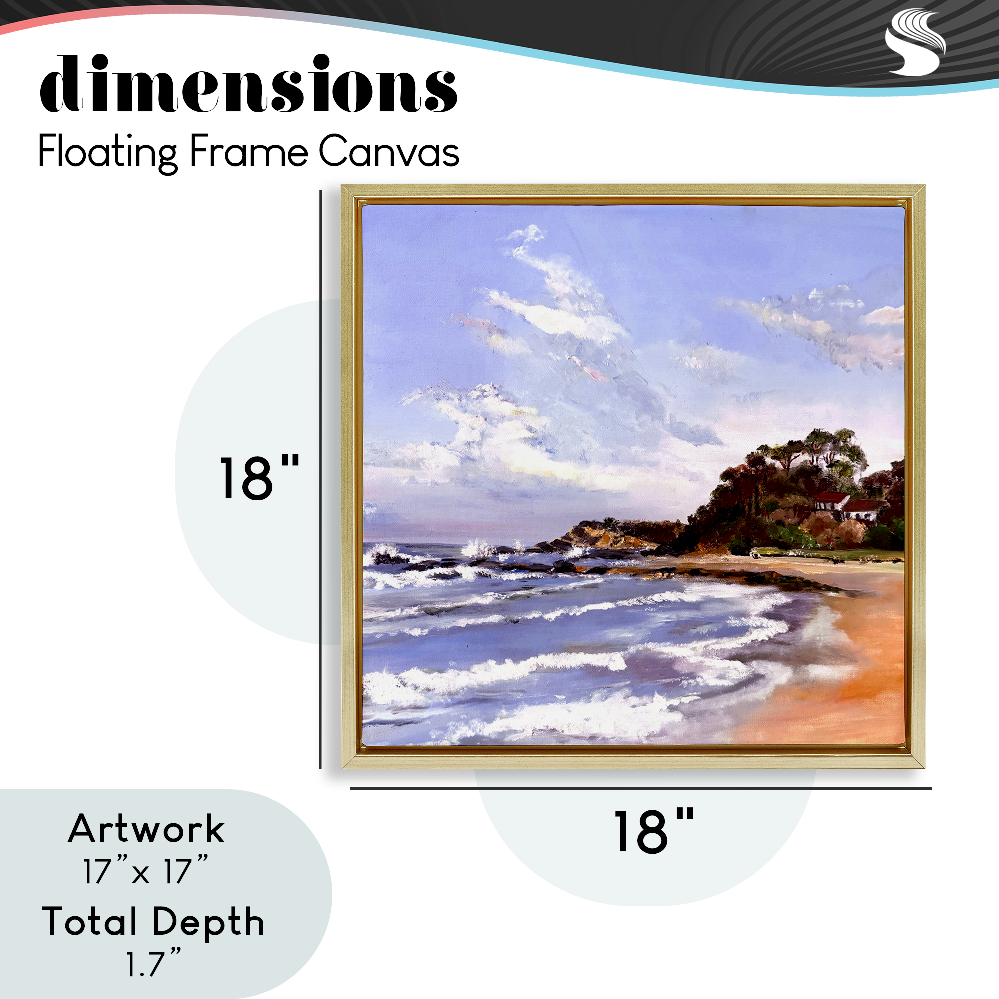 Malua Bay Seascape Gold Framed Floater Canvas Wall Art, design by Patricia Reynolds