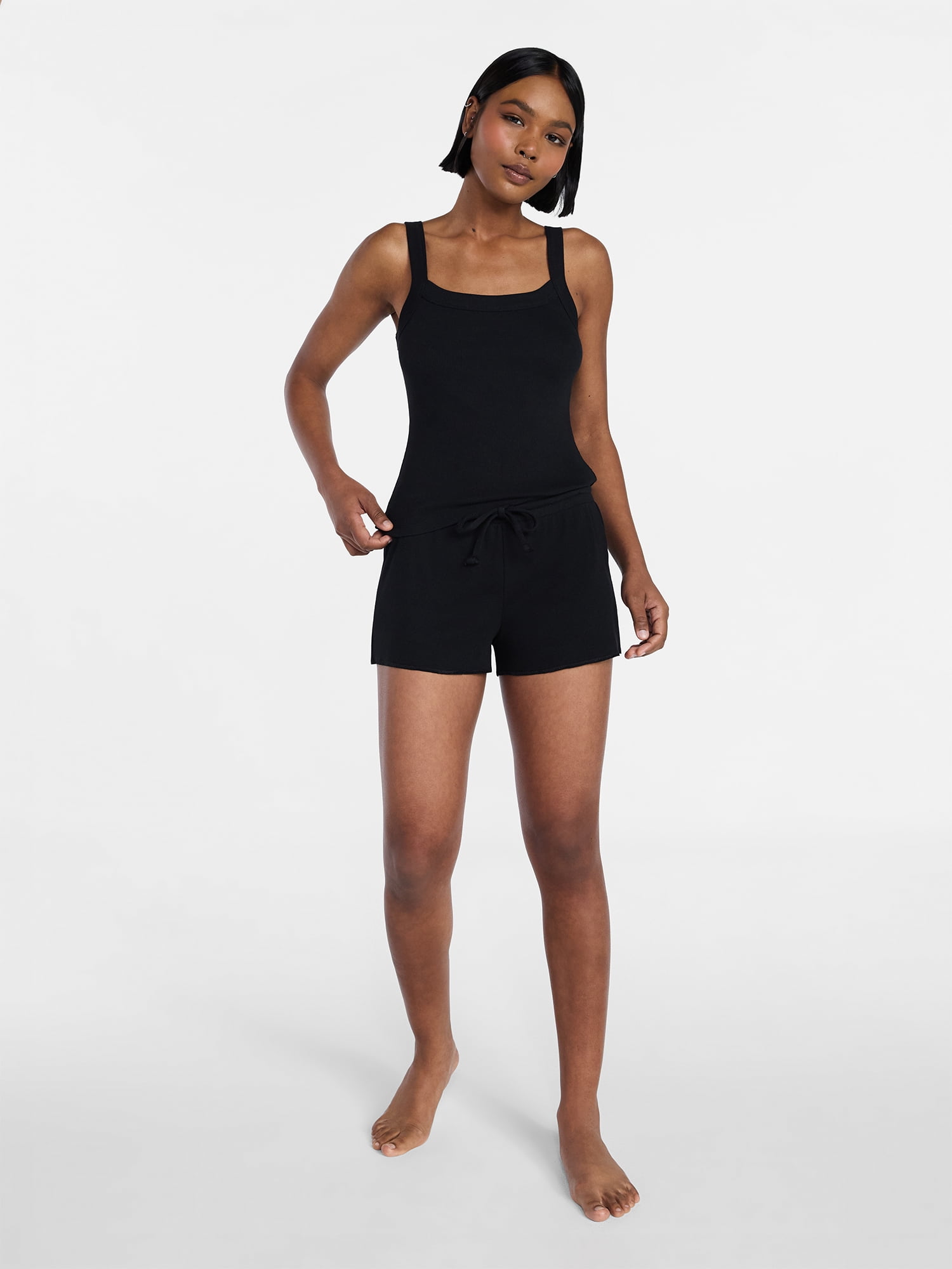 No Boundaries Rib Tank Top and Shorts Sleep Set, 2-Piece, Women's XXS-3X