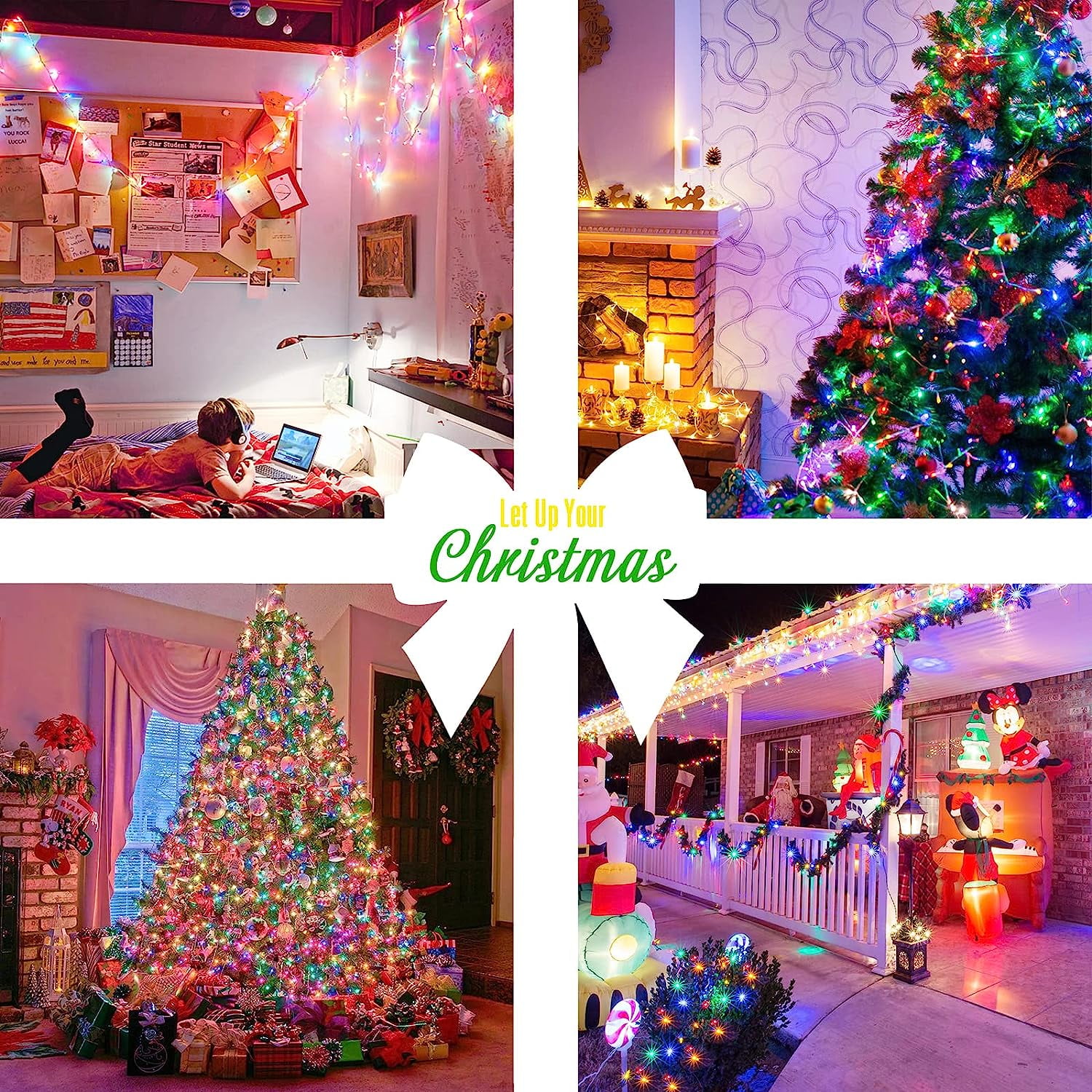 Multicolor Christmas Lights Battery Operated with 8 Modes Remote Waterproof, 33ft 100 LED Battery Christmas Lights Indoor Outdoor for Tree Home Party Room Garden Decor