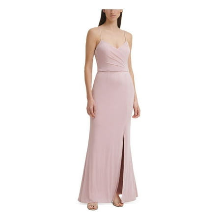 

ELIZA J Womens Pink Glitter Zippered Thigh-high Slit Adjustable Strap Spaghetti Strap V Neck Full-Length Formal Gown Dress 6
