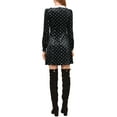 thumbnail image 4 of INSPIRE CHIC Women's Retro Velvet Peter Pan Collar A-Line Polka Dots Dress Black M, 4 of 7