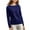 Dark Blue, variant on LYXSSBYX Long Sleeve Shirts for Women Clearance Women's Beaded Pullover Sweater Women's Round Neck Long Sleeve Knitwear Loose Bottom Blouse