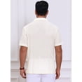 thumbnail image 3 of DARING DIVA Men's Hollow Jacquard Camp Collar Short Sleeve Beach Texture Shirts M Beige, 3 of 7