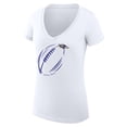 thumbnail image 2 of Women's G-III 4Her by Carl Banks  White Baltimore Ravens Super-Slim Fit Lightweight Subtle Football V-Neck T-Shirt, 2 of 3