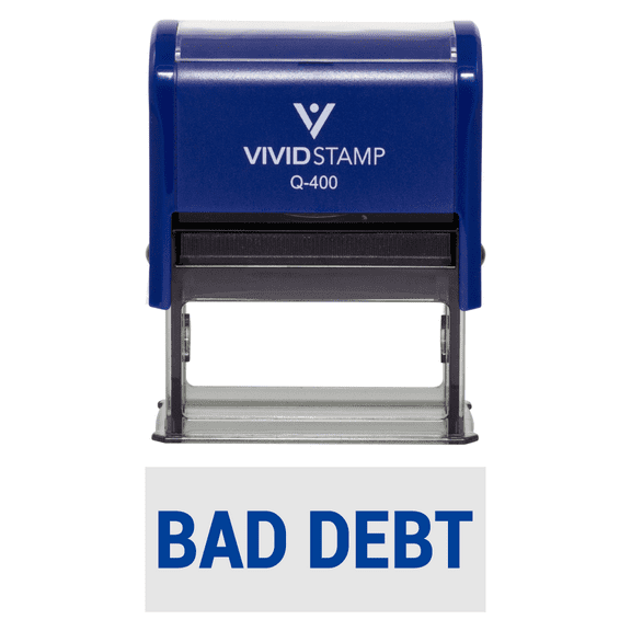 Vivid Stamp Bad Debt Self-Inking Office Rubber Stamp (Blue) - X-Large