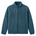 thumbnail image 4 of hoksml Men s Solid Fleece Zip Up Jacket Stand Collar Long Sleeve Sherpa Coat for Fall Winter Daily Work Comfort, 4 of 8