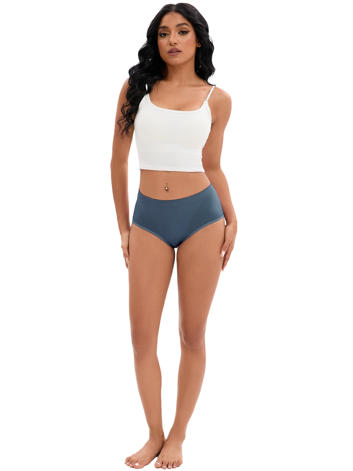 Unique Bargains Women's High-Waisted Briefs Butt Lifter Full-Coverage Panties L Dark Blue