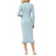 thumbnail image 3 of Vestido de suéter de manga larga para mujer INSPIRE CHIC con contraste, volantes, de punto acanalado, ajustado, para otoño e invierno, 2XL, azul claro, 3 of 5