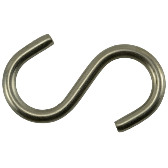 17/64" x 13/16" x 2-1/2" 18-8 Stainless Medium Wire S Hooks SHSS-044 (5 pcs.)