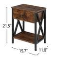 HomGarden Set of 2 Narrow End Table Industrial Sofa Side Table W